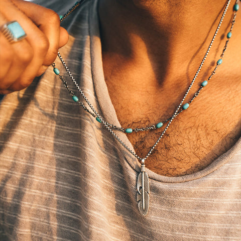 Sterling Silver Turquoise Twisted Cable Chain Necklace