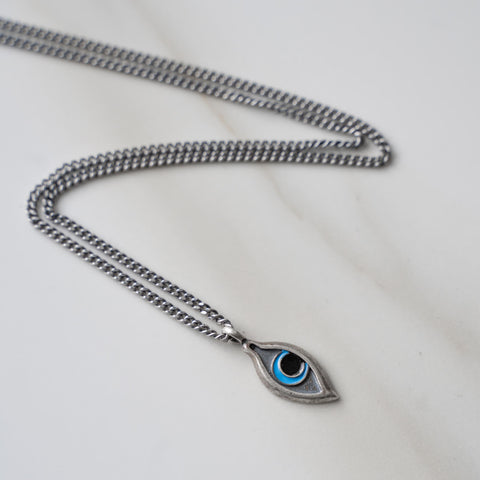 Sterling Silver Evil Eye Pendant Necklace