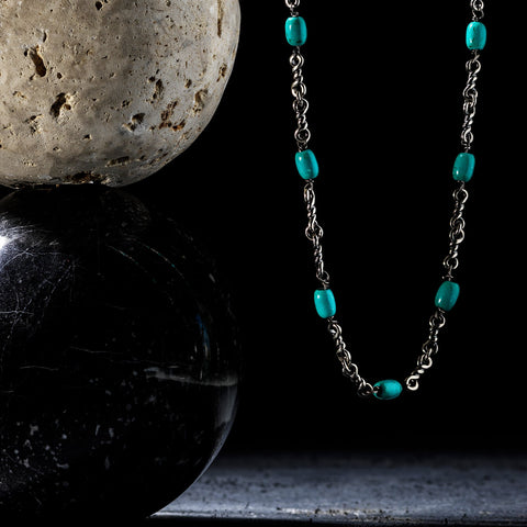 Sterling Silver Turquoise Twisted Cable Chain Necklace