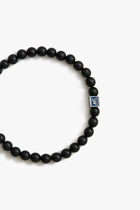 Royal Blue Venetian Lion Bracelet with Black Onyx Beads