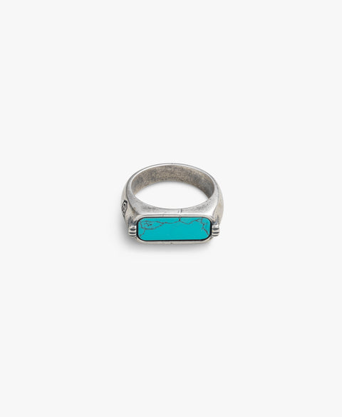 Sterling Silver Turquoise Horizontal Signet Ring