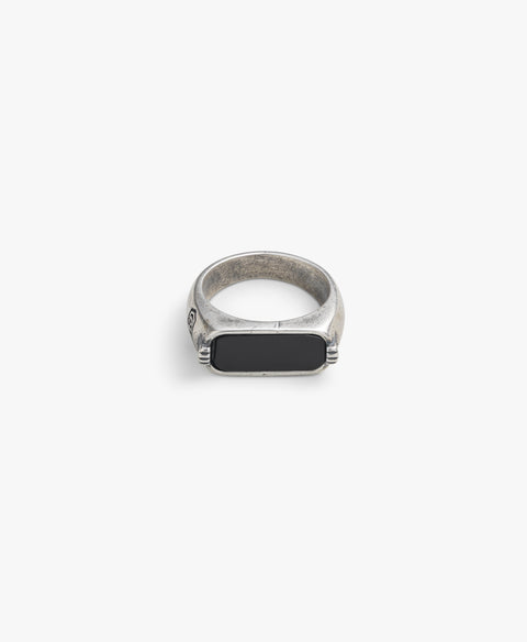 Sterling Silver Black Onyx Horizontal Signet Ring