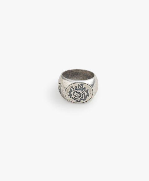 Sterling Silver Rose Signet Ring