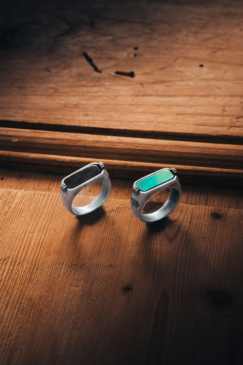 Sterling Silver Turquoise Horizontal Signet Ring