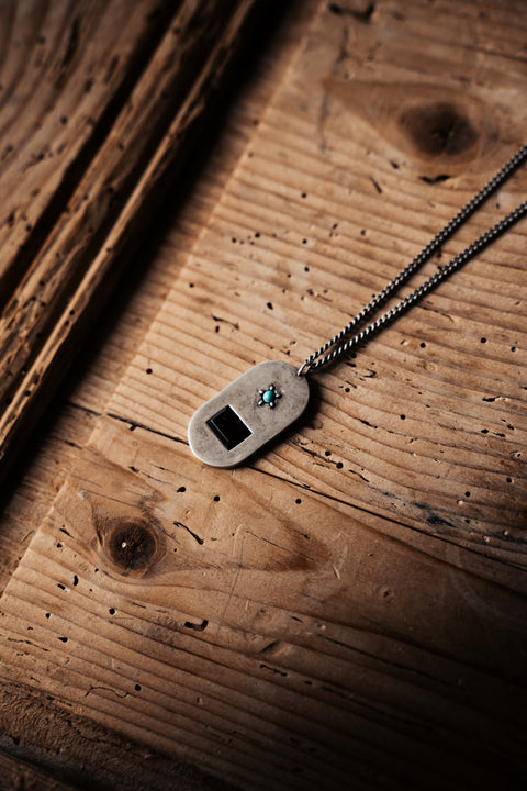 Sterling Silver Stone Dog Tag Necklace