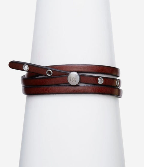 Sterling Silver Saddle Leather Adjustable Strap Bracelet