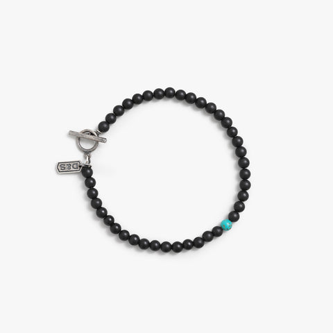 Pulseira de contas de ônix preta