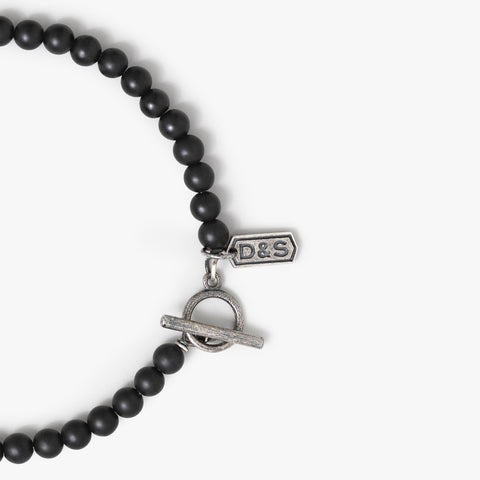 Pulseira de contas de ônix preta