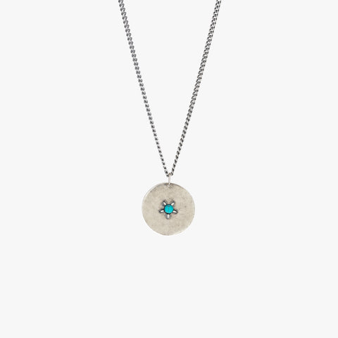 Colar Medalhão Moderno de Prata Esterlina com Turquesa