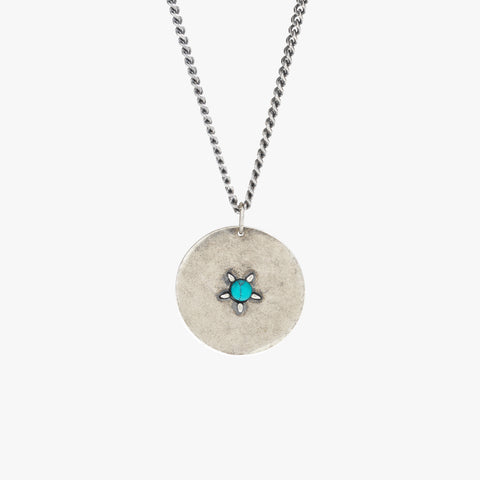 Colar Medalhão Moderno de Prata Esterlina com Turquesa