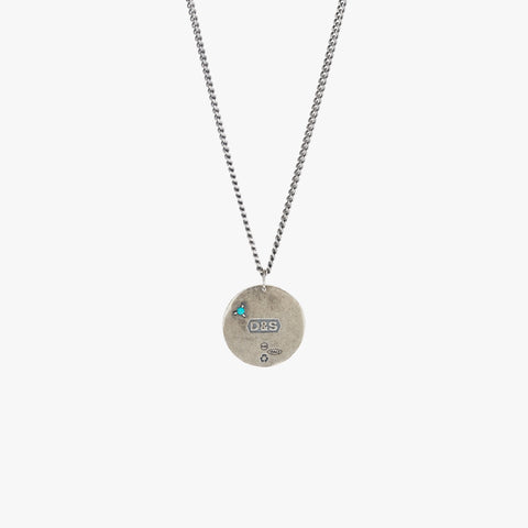 Colar Medalhão Moderno de Prata Esterlina com Turquesa