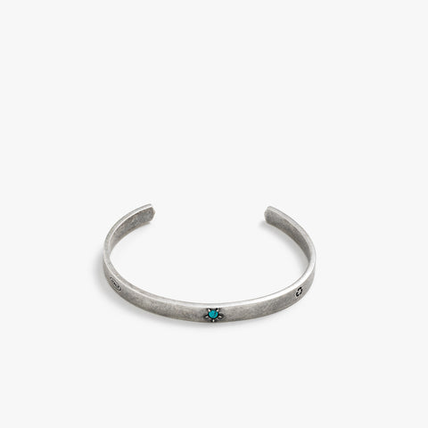 Pulseira de hieróglifos modernos de prata esterlina com turquesa