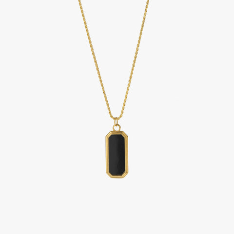 Gold Frame Pendant Necklace with Black Onyx