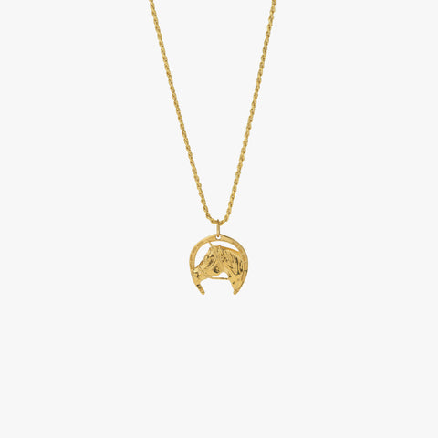 Gold Lucky Horseshoe Pendant Necklace