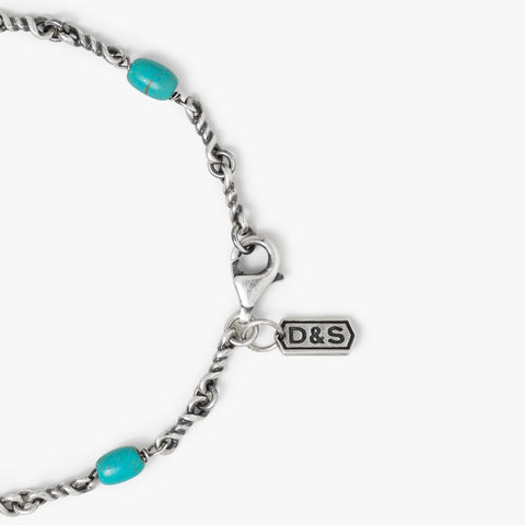 Pulseira de corrente de cabo trançado turquesa de prata esterlina