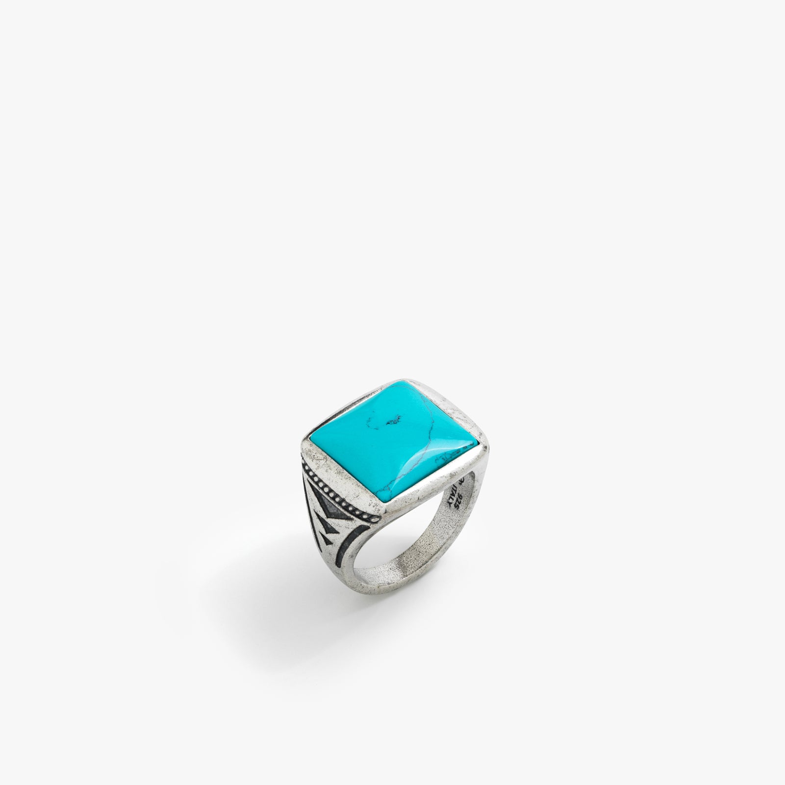 555Jewelry Men's Celtic Turquoise Ring – Stainless Steel Vintage Signet Ring, Size 12