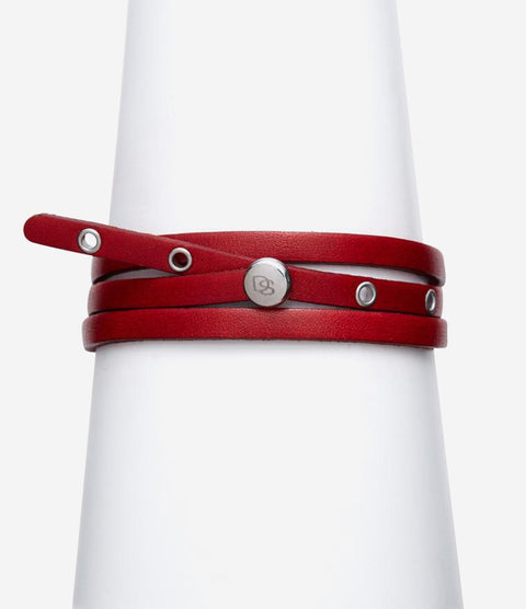 Sterling Silver Red Leather Adjustable Strap Bracelet