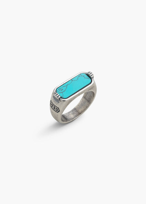 Sterling Silver Turquoise Horizontal Signet Ring