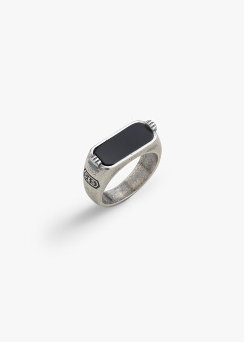 Sterling Silver Black Onyx Horizontal Signet Ring