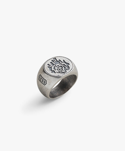 Sterling Silver Rose Signet Ring