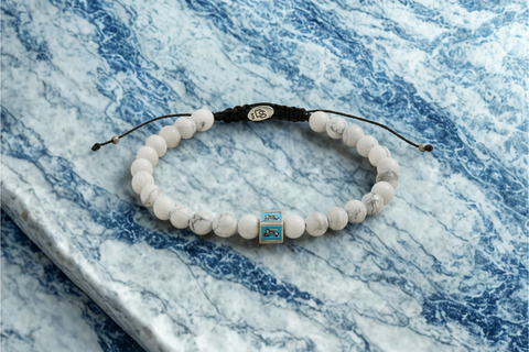 Turquoise Venetian Lion Bracelet with Howlite Beads