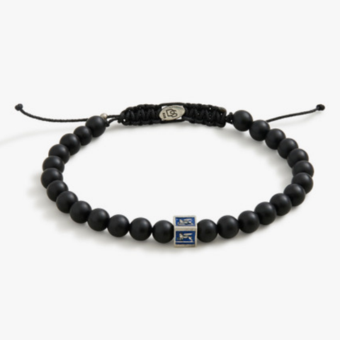 Royal Blue Venetian Lion Bracelet with Black Onyx Beads