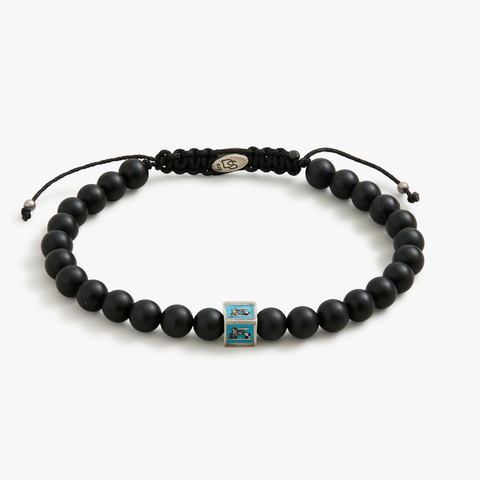 Turquoise Venetian Lion Bracelet with Black Onyx Beads