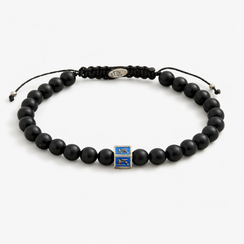 Royal Blue Venetian Lion Bracelet with Black Onyx Beads