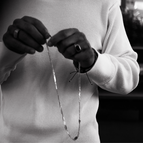 Silver Cuban Chain with Black Onyx