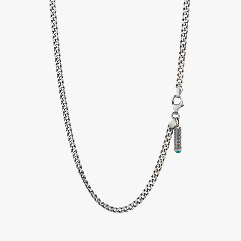 Silver Cuban Chain with Turquoise