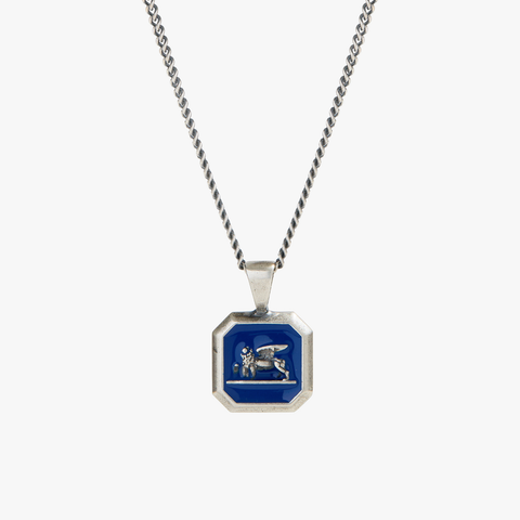 Royal Blue Venetian Lion Pendant Necklace