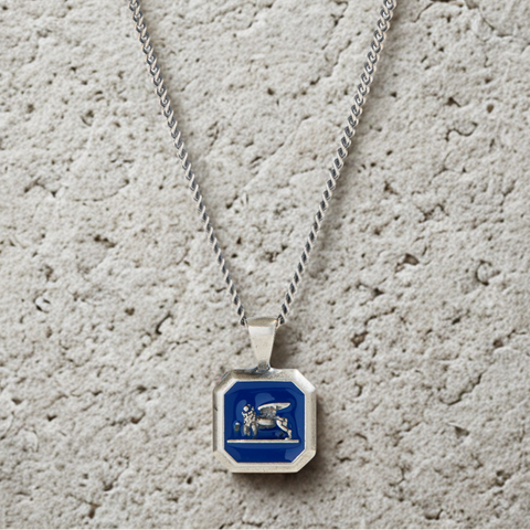 Royal Blue Venetian Lion Pendant Necklace