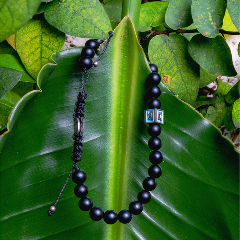 Turquoise Venetian Lion Bracelet with Black Onyx Beads
