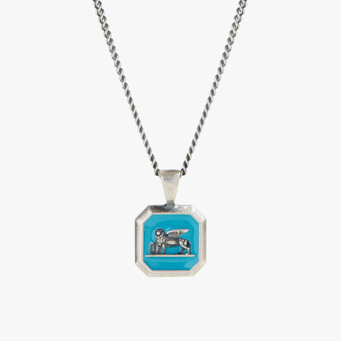 Turquoise Venetian Lion Pendant Necklace