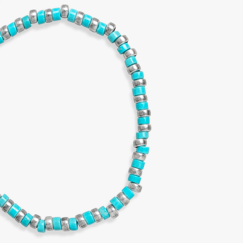 Turquoise and Silver Cylinder Bracelet