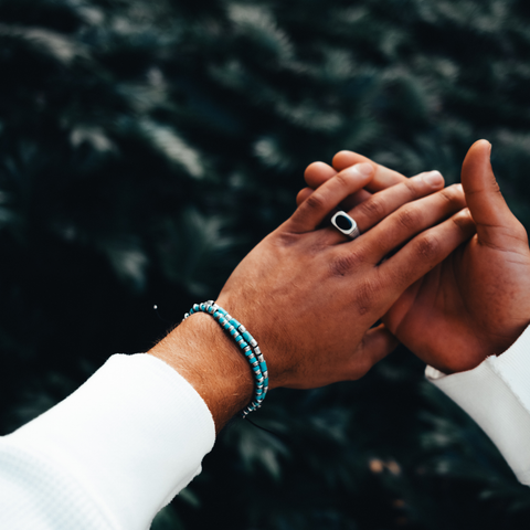 Turquoise and Silver Cylinder Bracelet
