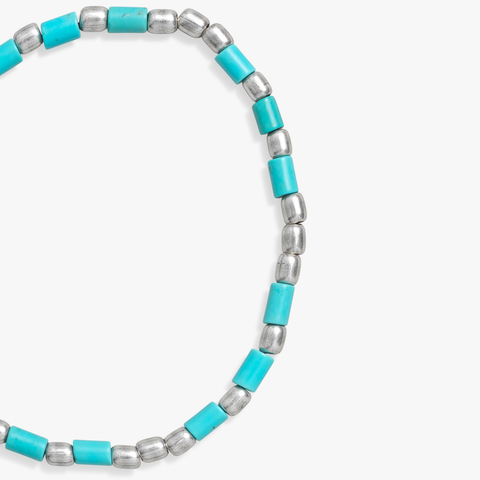 Turquoise and Silver Tube Bracelet