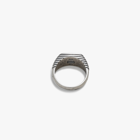 Black Onyx Ring with Fluted Band