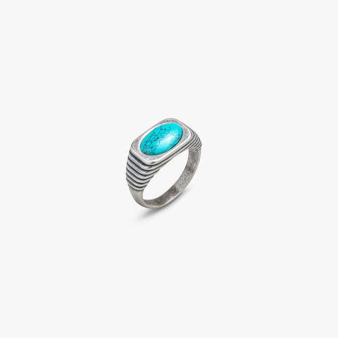 Turquoise Ring with Fluted Band