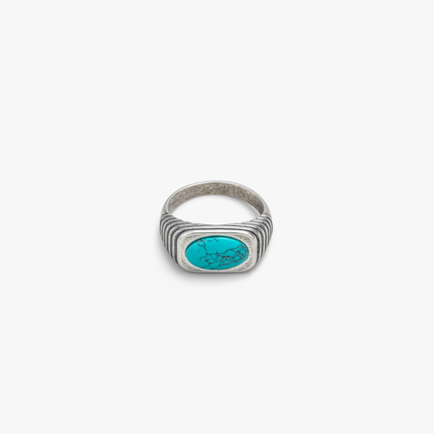 Turquoise Ring with Fluted Band