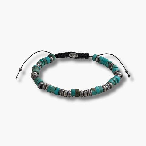 Turquoise & Sterling Silver Beaded Bracelet