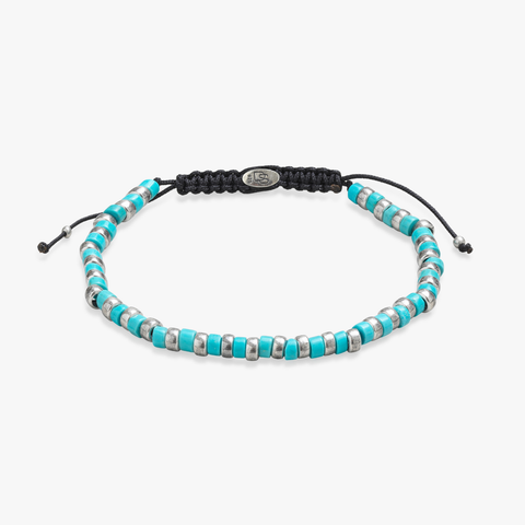 Turquoise and Silver Cylinder Bracelet