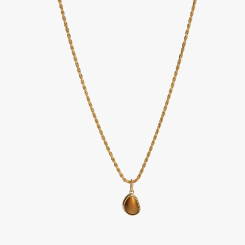 Tiger Eye Gold Bezel Necklace