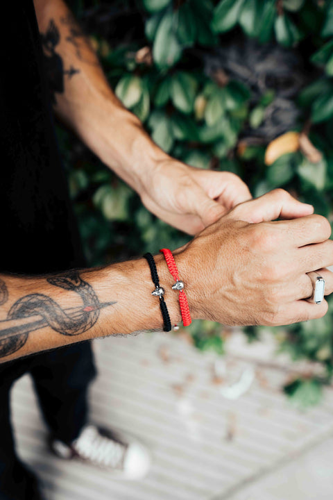 Pulsera de cuentas de calavera negra