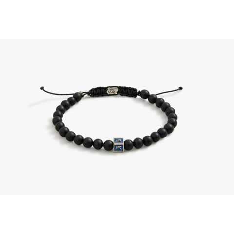 Royal Blue Venetian Lion Bracelet with Black Onyx Beads