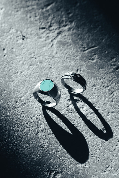 Sterling Silver Smooth Signet Ring with Turquoise Stone