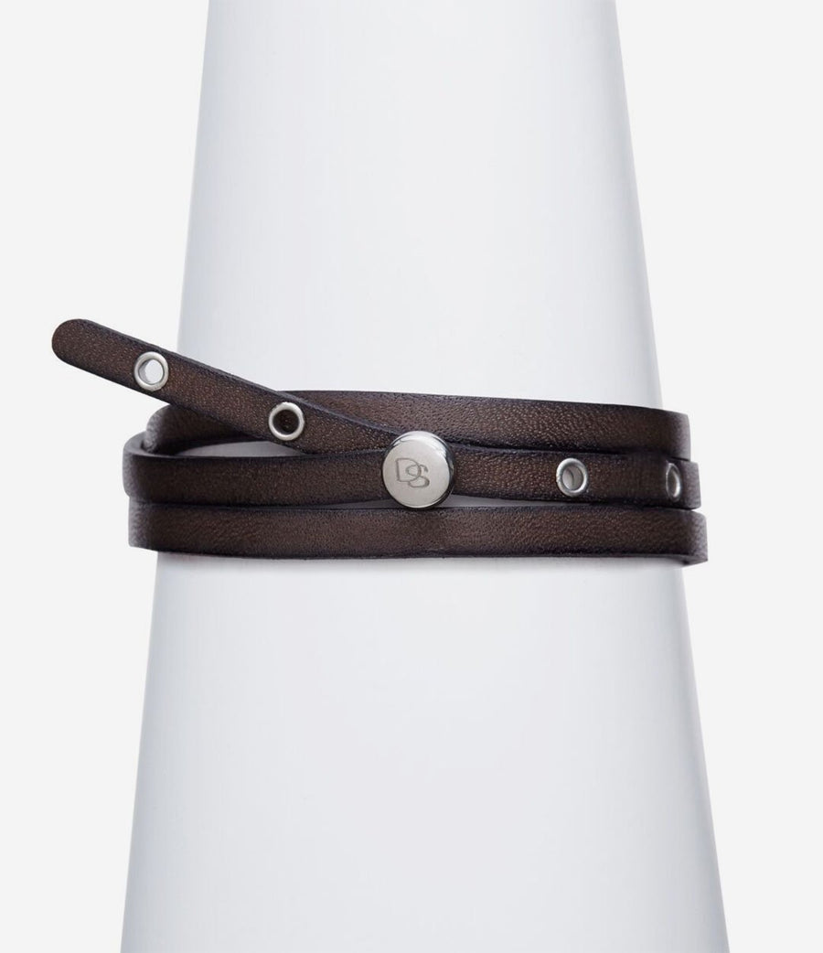 Sterling Silver Leather Adjustable Strap Bracelet