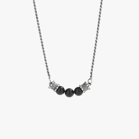 Sterling Silver Gamma Necklace with Black Onyx