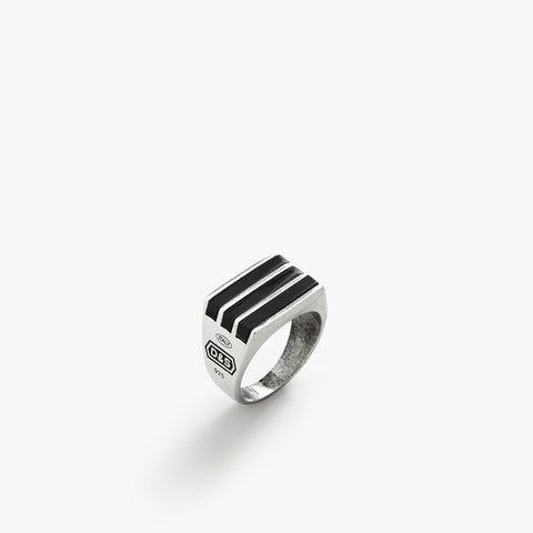 Sterling Silver Elements Ring with Black Onyx