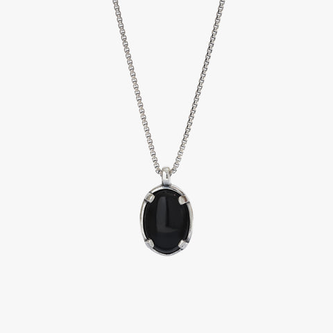 Sterling Silver Black Onyx Stone Necklace